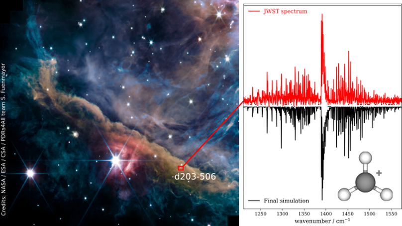 Astronomical CH$_3^+$ rovibrational assignments. A combined theoretical and experimental study validating observational findings in the d203-506 UV-irradiated protoplanetary disky